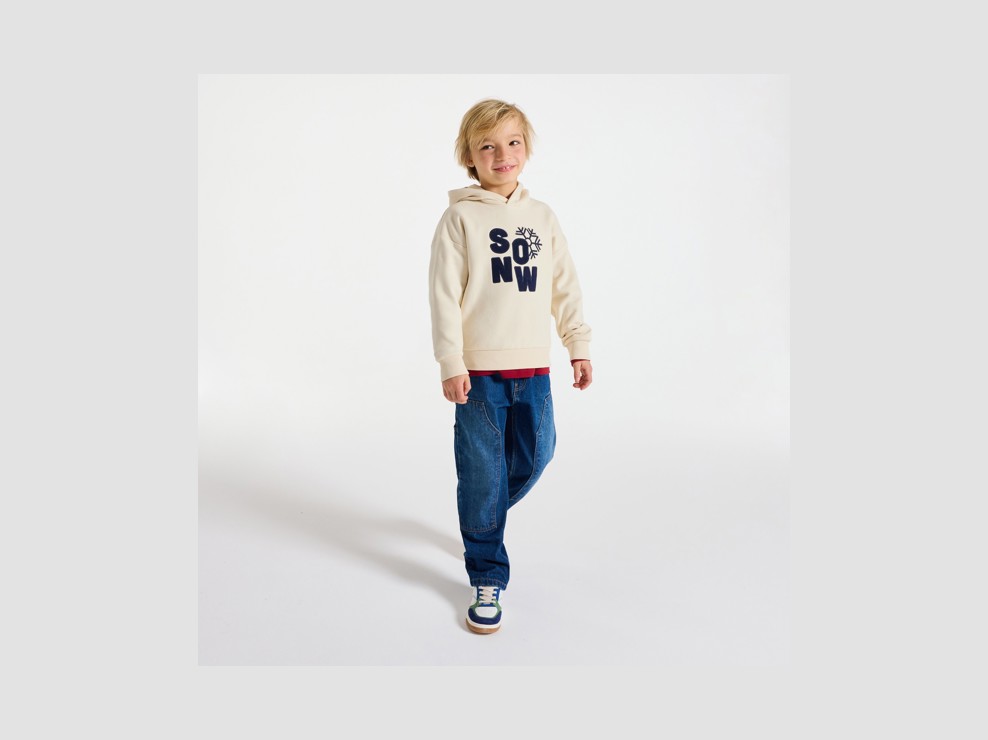 Beiges Sweatshirt mit Aufschrift für Jungen 1