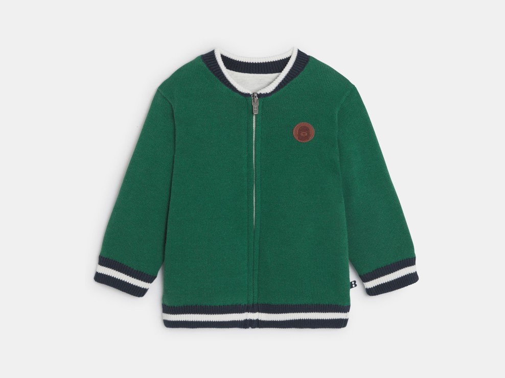 College-Strickjacke wendbar Molton grün Kleinkind Junge 2