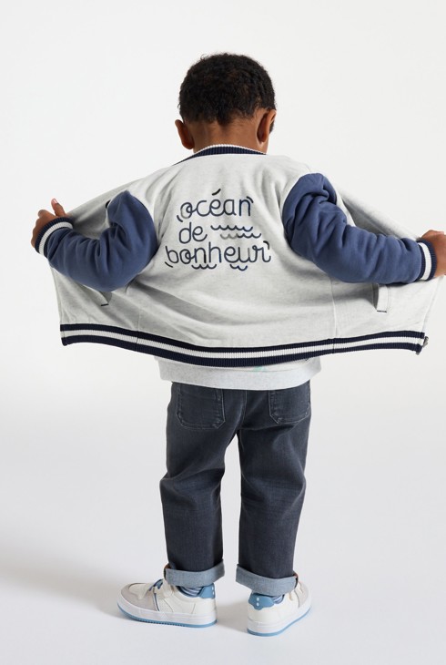 College-Strickjacke wendbar Molton grün Kleinkind Junge 1