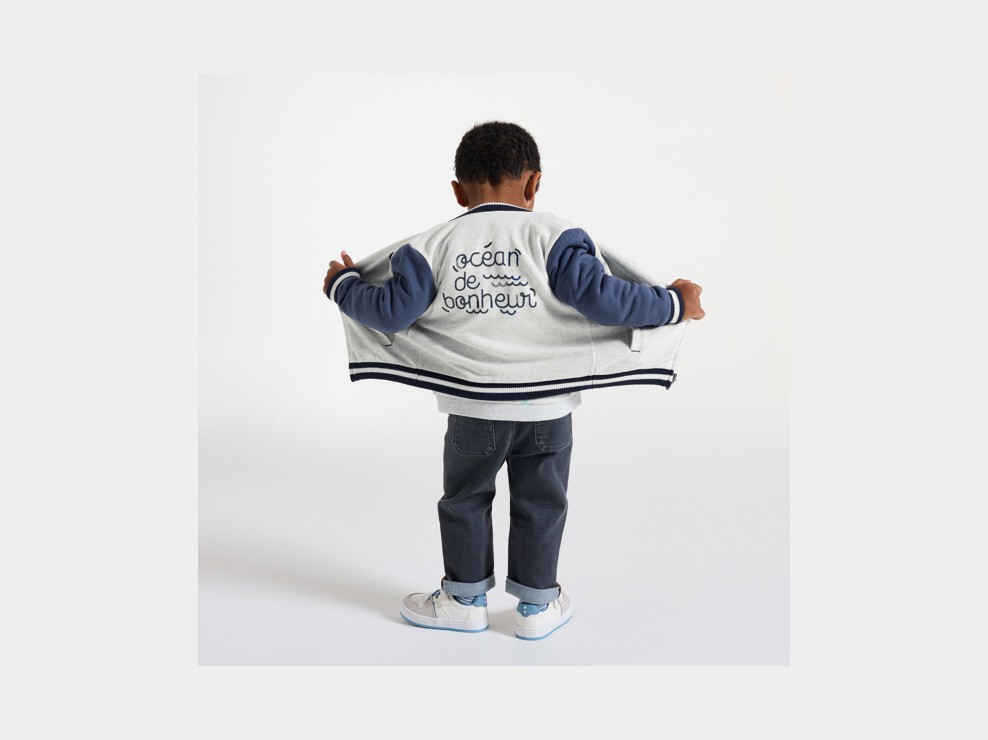 College-Strickjacke wendbar Molton grün Kleinkind Junge 1