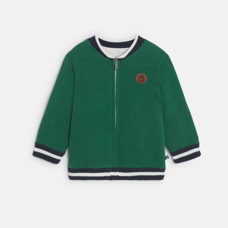College-Strickjacke wendbar Molton grün Kleinkind Junge