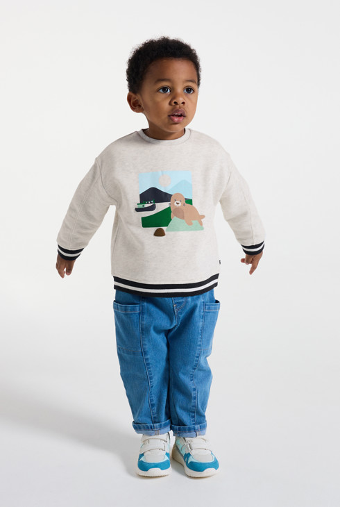 Graues Sweatshirt mit Tiermotiv für kleine Jungen 1
