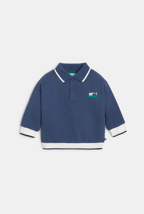 Sweatshirt blau mit Polokragen Kleinkind Junge 1