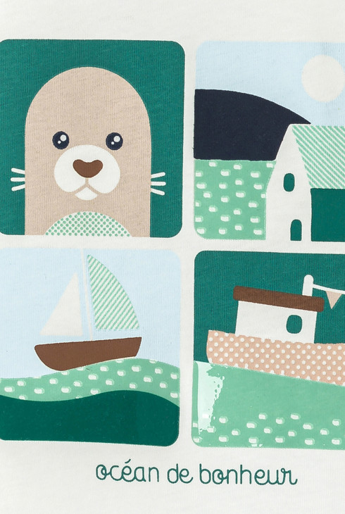 T-shirt a maniche lunghe bianca con motivo per neonato 2