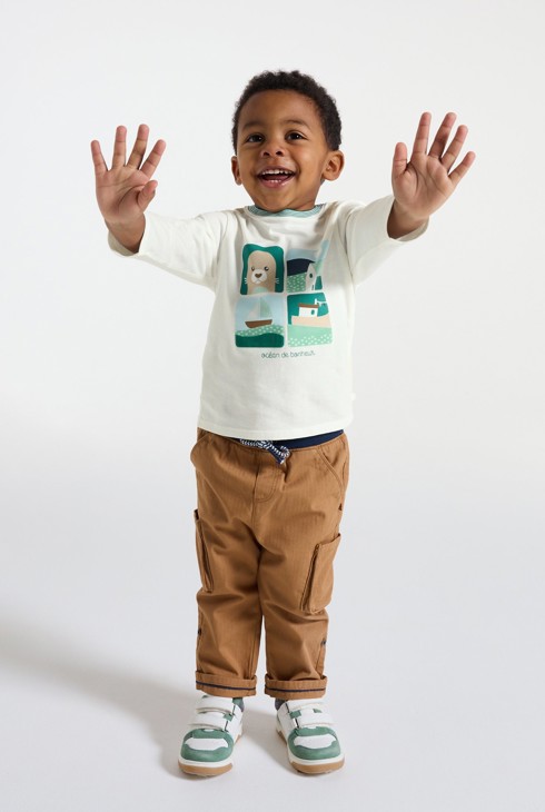T-Shirt weiß lange Ärmel mit Motiv Kleinkind Junge 1