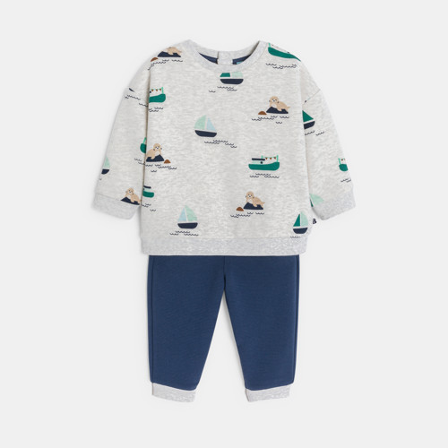 Ensemble Gris Bébé Garçon - Imprimé Bleu - 12M - OBAIBI