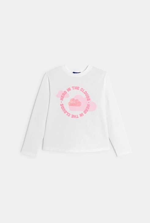 T-Shirt lange Ärmel Wolke weiß Mädchen 1