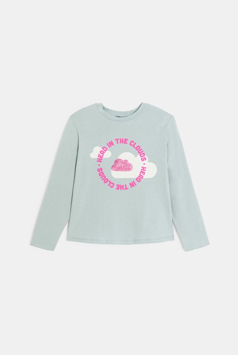 T-shirt manches longues nuage bleu fille 1