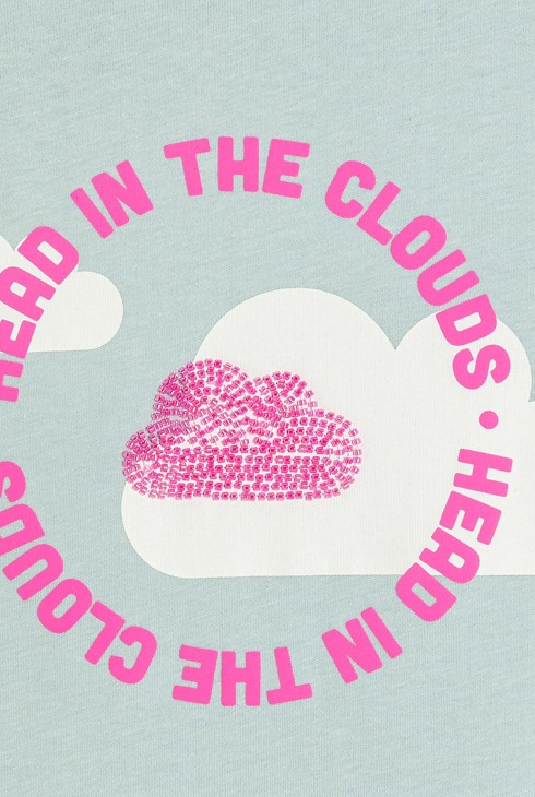Plava majica dugih rukava s motivom oblaka za djevojčice 2