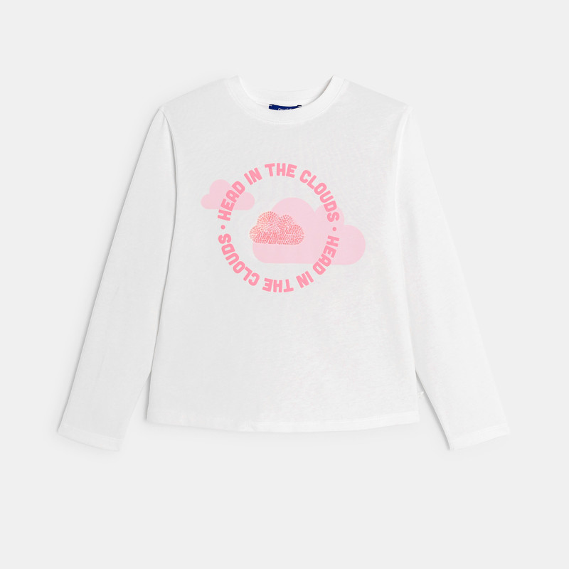T-Shirt lange Ärmel Wolke weiß Mädchen
