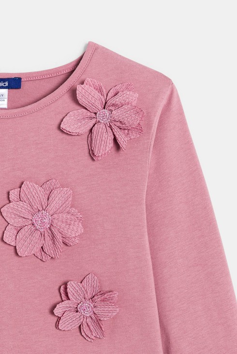 Ružičasta majica dugih rukava s cvjetnim motivom za djevojčice 2