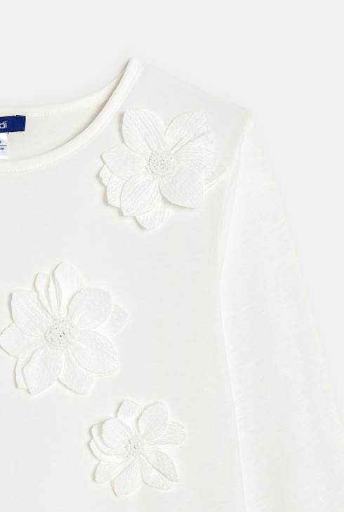 Bijela majica dugih rukava s cvjetnim motivom za djevojčice 2