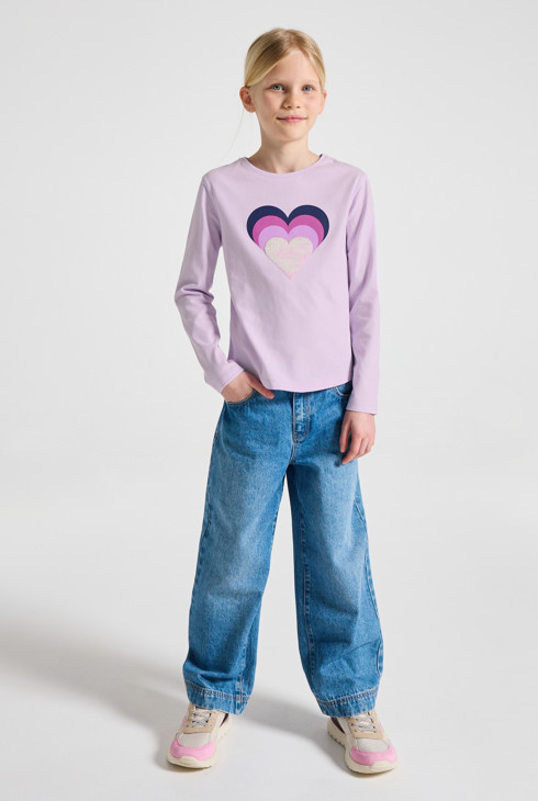 Ljubičasta majica dugih rukava s čarobnim šljokicama za djevojčice 1