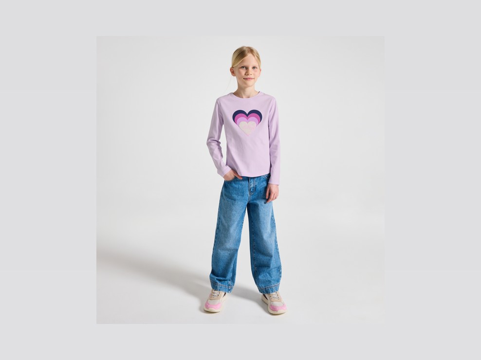 T-shirt manches longues à sequins magiques violet Fille 1