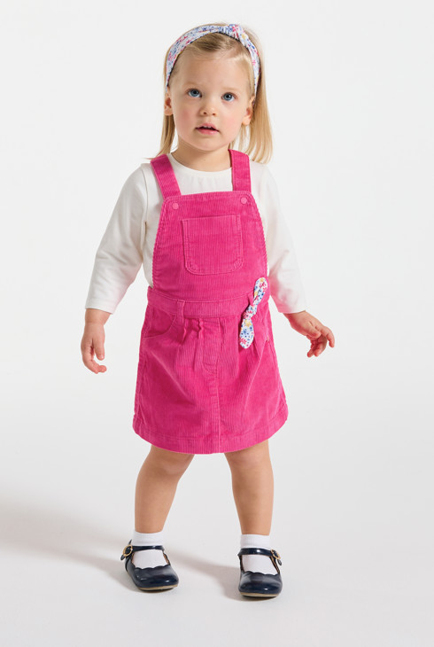 Completo abito salopette rosa neonata 1