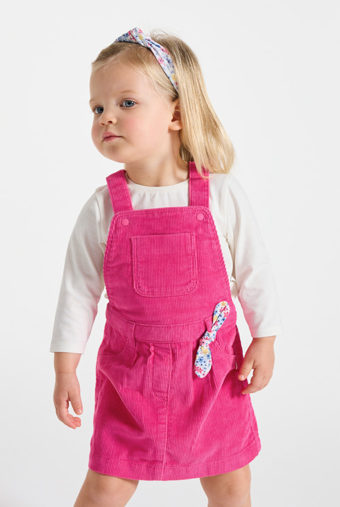 Ensemble robe salopette rose bébé fille 2