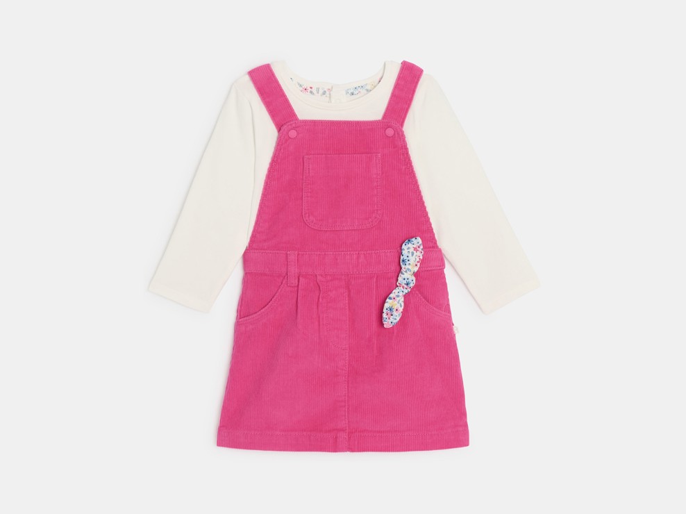 Ensemble robe salopette rose bébé fille 2