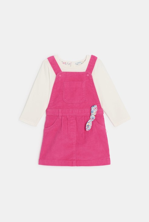 Ensemble robe salopette rose bébé fille 2