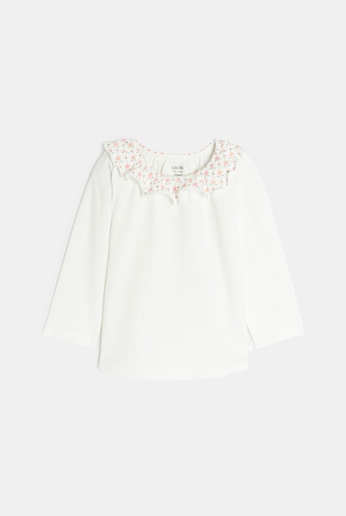 Robe salopette en twill marron et t-shirt blanc bébé fille