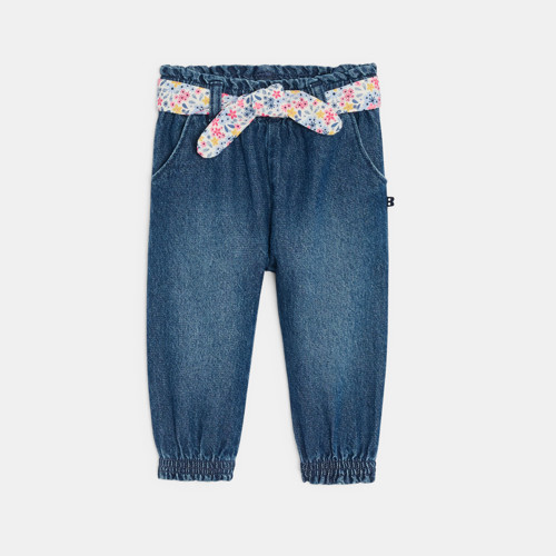 Pantalon En Denim Bleu Avec Ceinture Bébé Fille - Denim Bleu Stone - 18M - OBAIBI