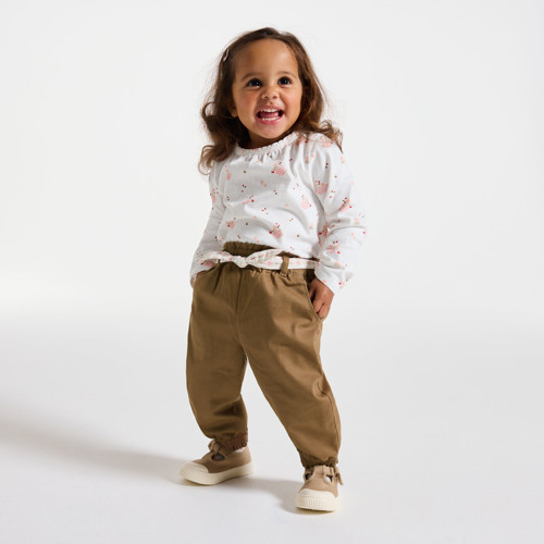 Pantalon Marron Ceinturé Fille - Marron Café - 12M - OBAIBI