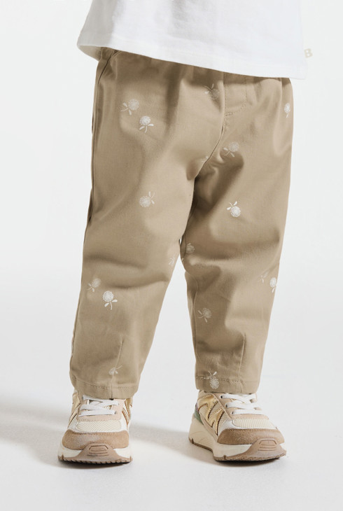 Pantalón bebé niña beige paperbag floral 2