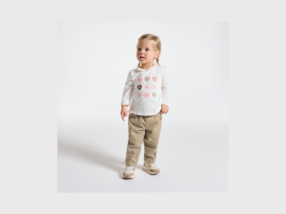 Pantalon fleuri paperbag beige bébé fille 1