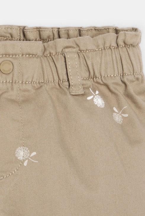 Pantalon fleuri paperbag beige bébé fille
