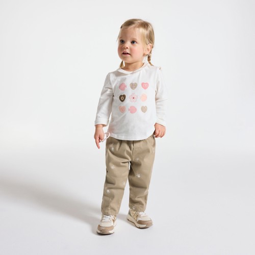 Pantalon Fleuri Paperbag Beige Bébé Fille - Beige Chanvre - 9M - OBAIBI