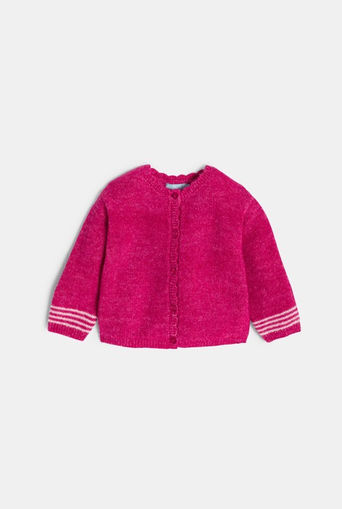 Cardigan in maglia rosa neonata 1