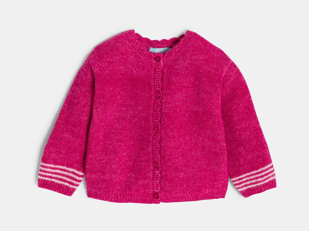 Gilet rose en maille bébé fille 2