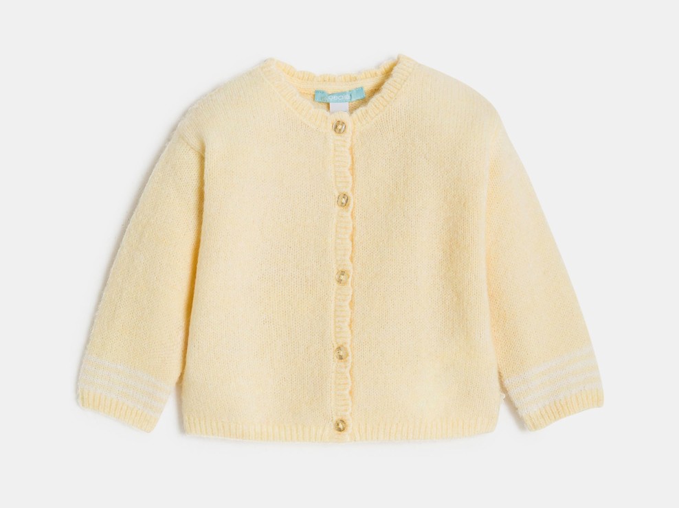Geel gebreid vestje voor babymeisjes 2
