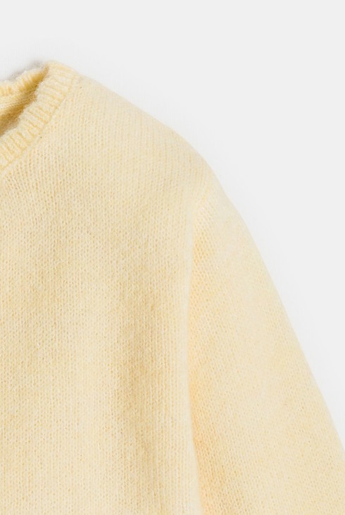 Gilet jaune en maille bébé fille