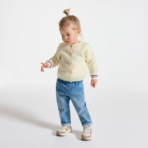 Gilet Blanc En Maille Bébé Fille - Blanc Meringue - 3A - OBAIBI