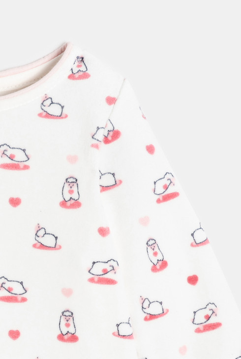 Weißer Strampler aus Samt Schafsmotiv Kleinkind Mädchen 2