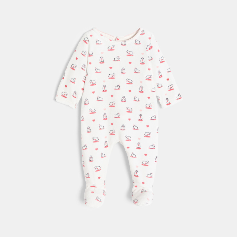 Weißer Strampler aus Samt Schafsmotiv Kleinkind Mädchen