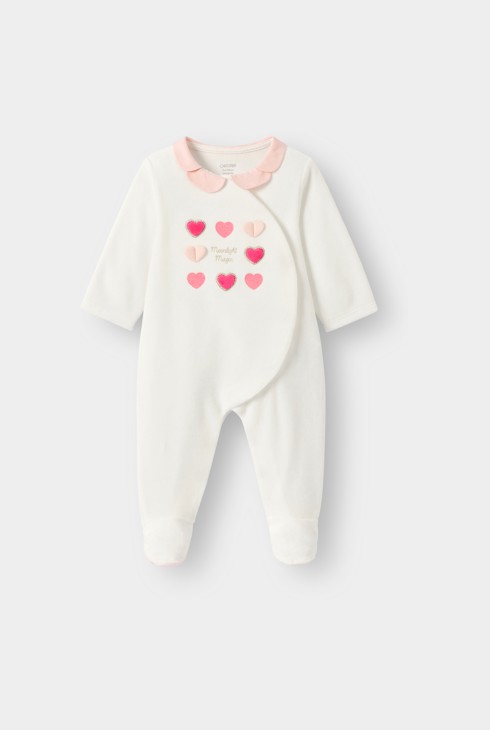 Dors-bien velours coeur blanc bébé fille 1