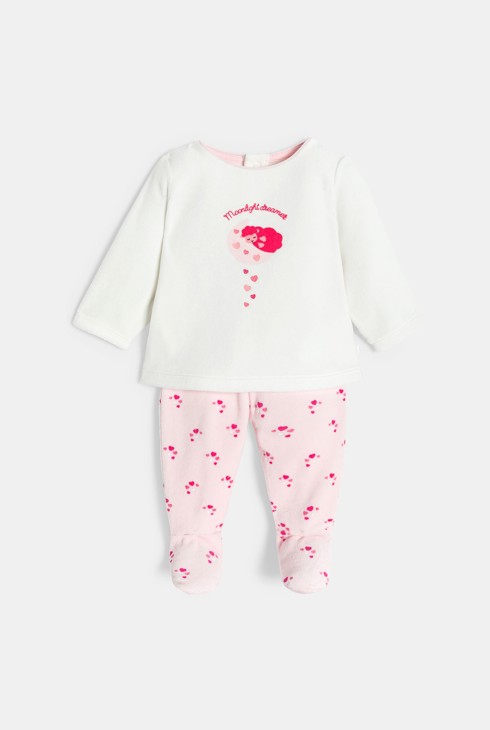 Rosa Strampler mit Herzmuster, Baby, Mädchen 1