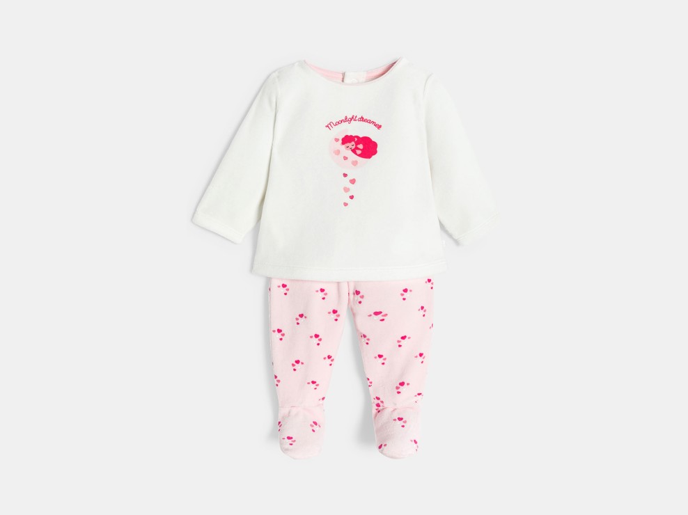 Rosa Strampler mit Herzmuster, Baby, Mädchen 1