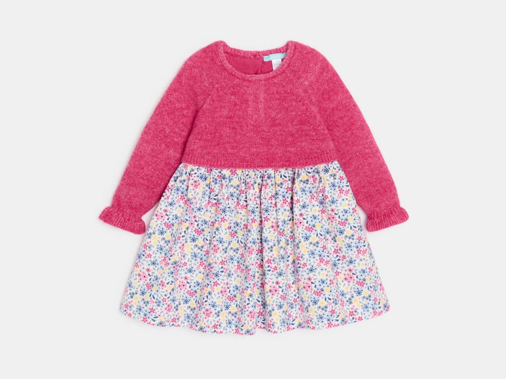 Robe fleurie rose effet 2 en 1 bébé fille 2