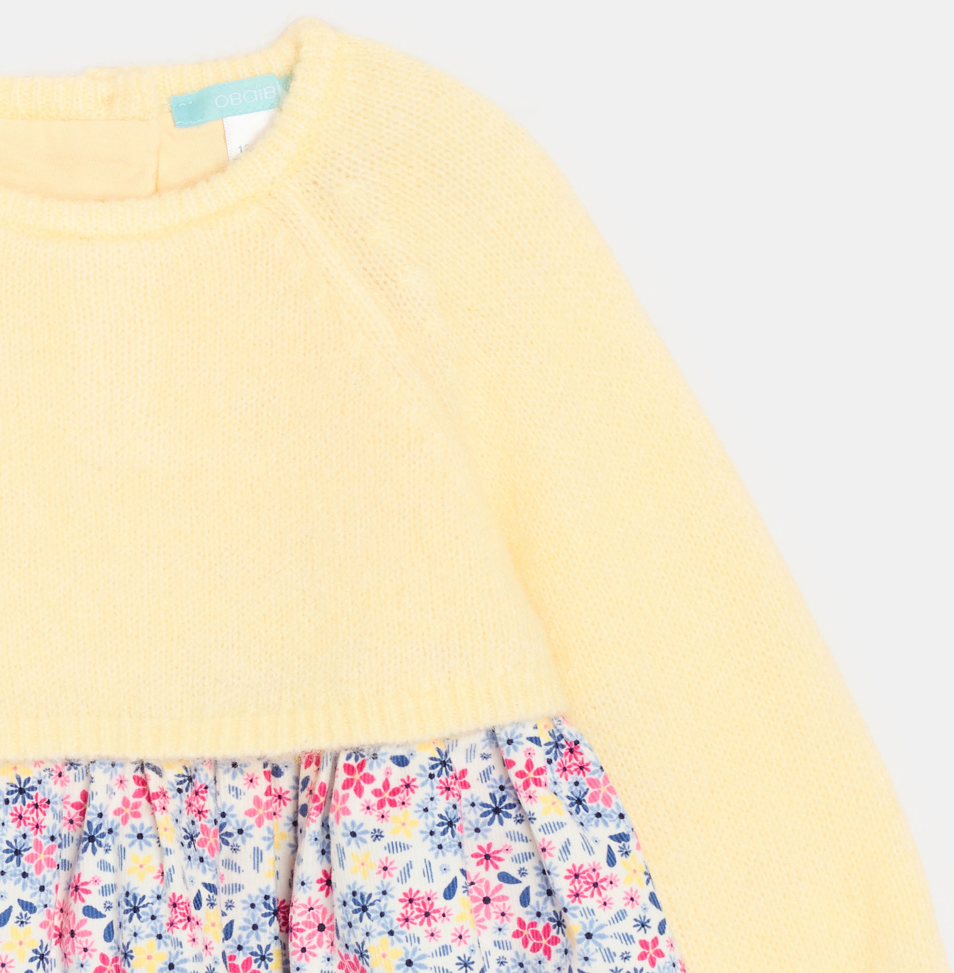 Robe fleurie jaune effet 2 en 1 bébé fille