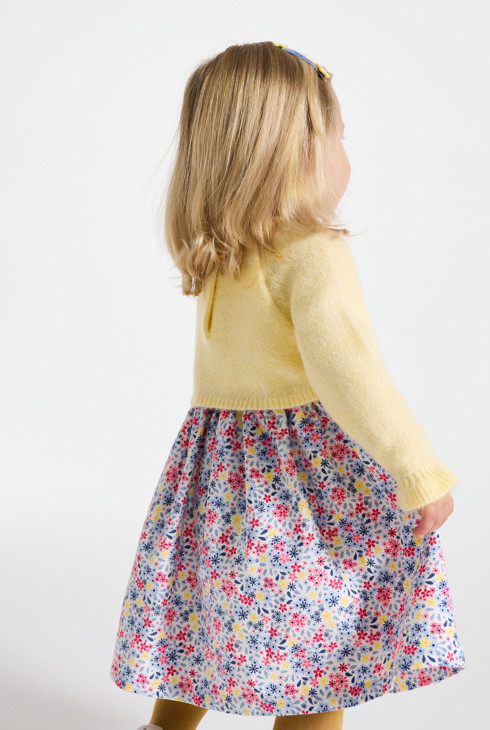 Robe fleurie jaune effet 2 en 1 bébé fille 2