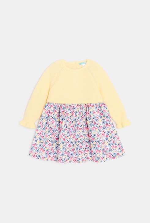 Kleid geblümt gelb 2-in-1-Effekt Kleinkind Mädchen 2