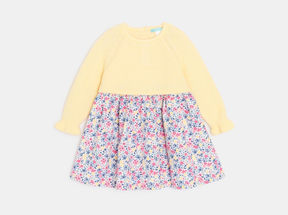 Kleid geblümt gelb 2-in-1-Effekt Kleinkind Mädchen 2