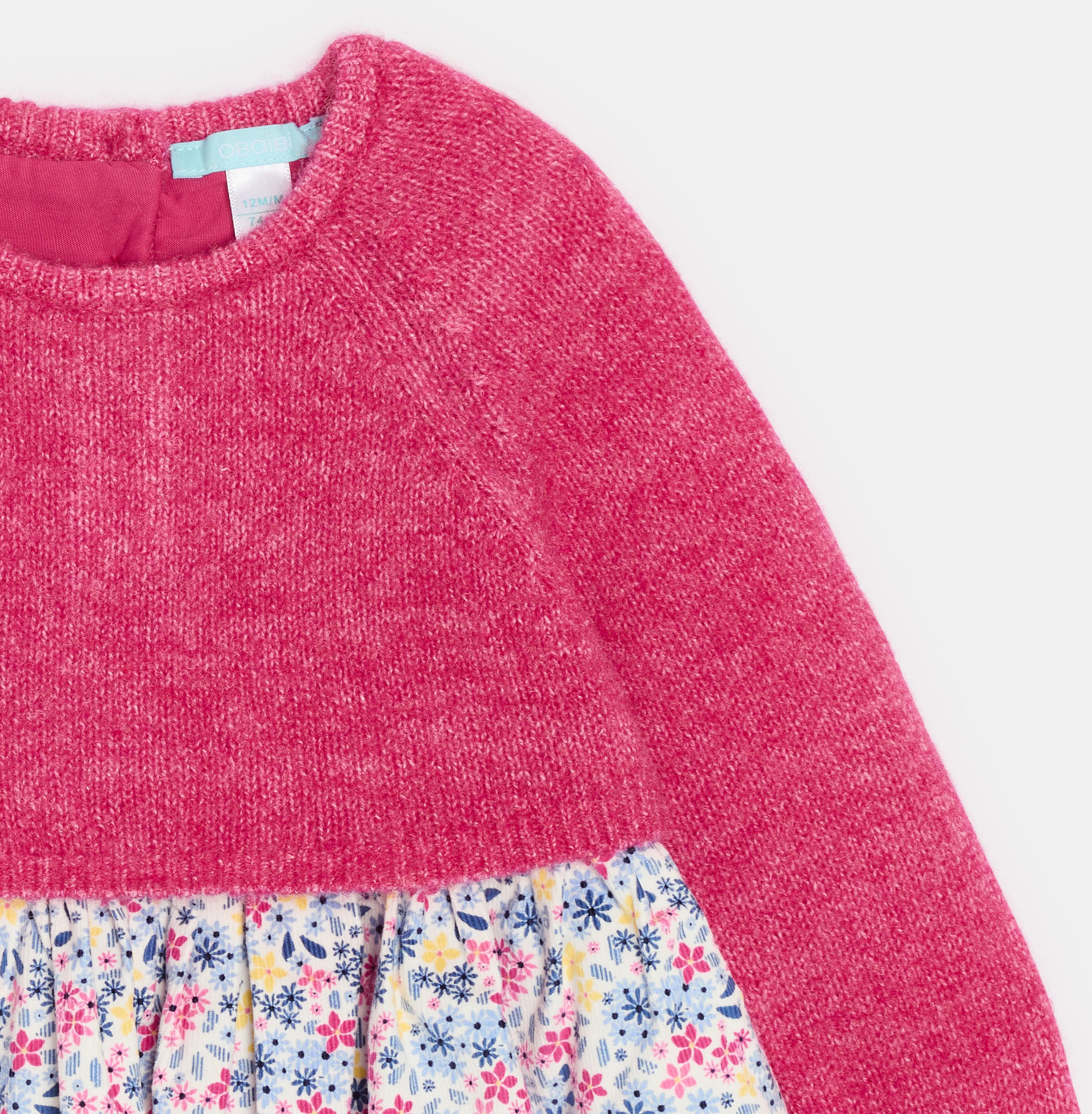 Robe fleurie rose effet 2 en 1 bébé fille