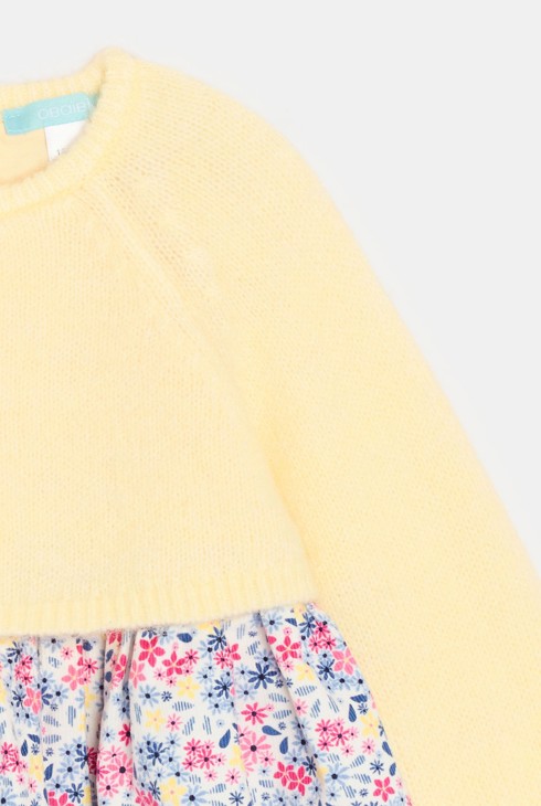 Robe fleurie jaune effet 2 en 1 bébé fille