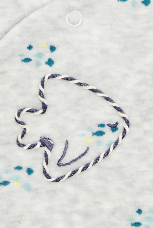 Strampler aus grauem Velours mit Tiermotiv, Baby, Jungen 2