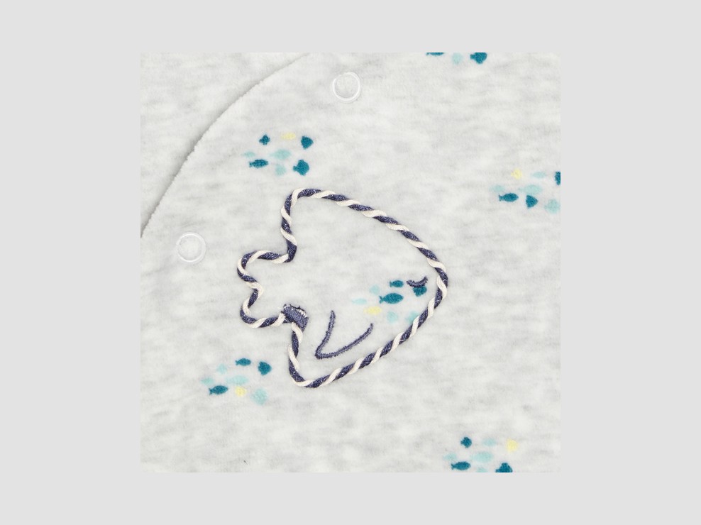 Strampler aus grauem Velours mit Tiermotiv, Baby, Jungen 2