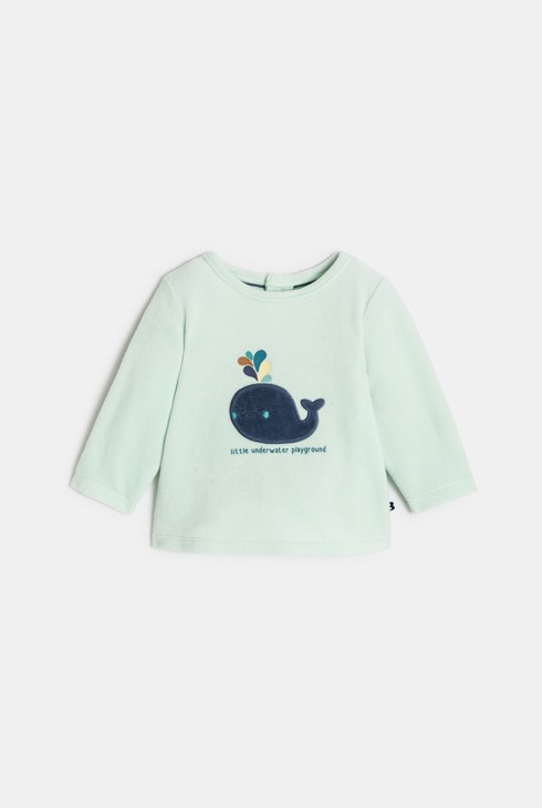 Strampler aus Samt gestreift blau Kleinkind Junge 2