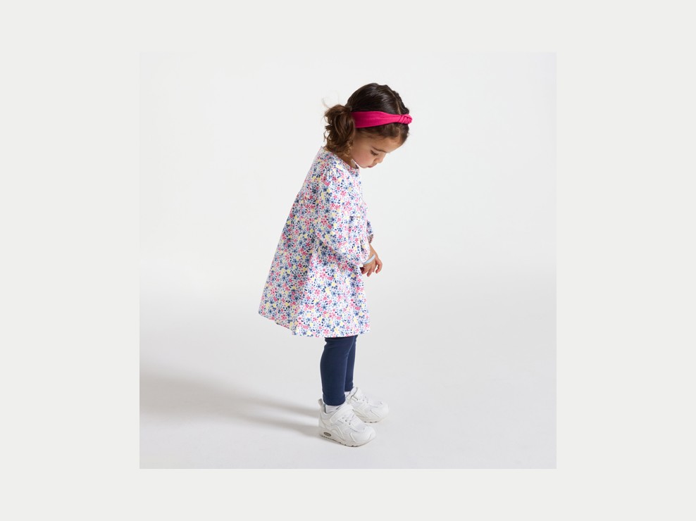 Abito con stampa floreale e leggings blu neonata 1